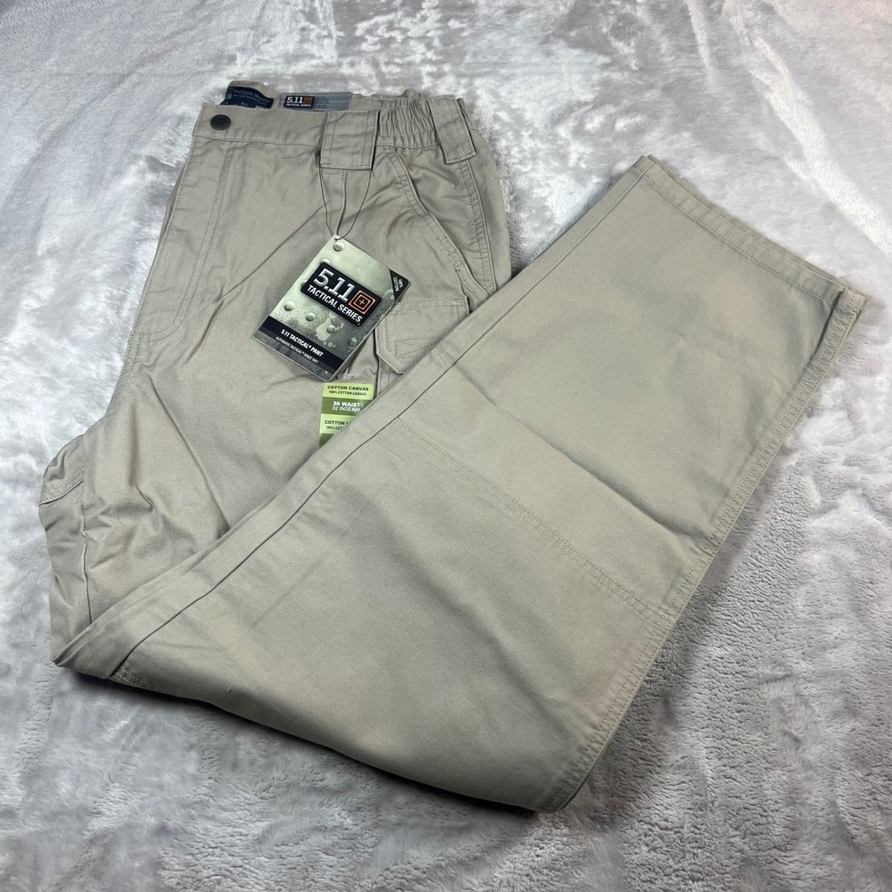 NWT 5.11 Tactical Men's 36x32 Tactical Pants Khaki Cotton Canvas 74251